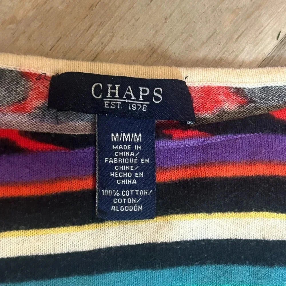 Chaps Colorful Cozy Striped Casual 100% Cotton Sweater - Picture 3 of 7